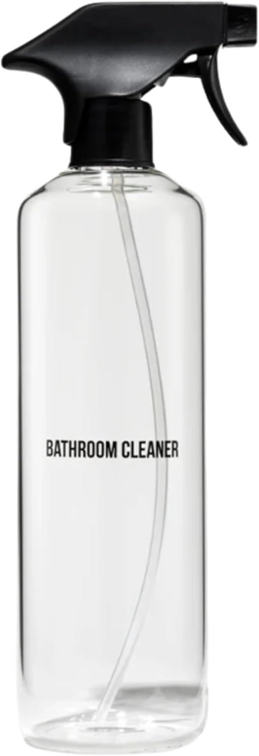 Public Goods Empty Glass Spray Bottle for Bathroom Cleaner | Refillable Spray Bottle for Cleaning | Made with Clear Borosilicate Glass for Toilets, Tile, Showers, Sinks | BPA Free | 24 Oz-VerdiqueGarden