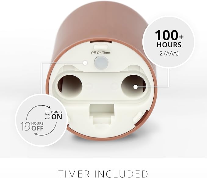 Luminara Outdoor Votive Flameless LED Candle, Baked Clay 2" x 3.2", Moving Flame Battery Operated Timer Remote Ready IPX4 Matte Plastic Finish-VerdiqueGarden