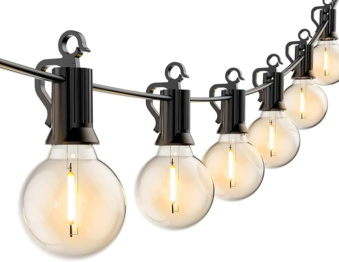 Brightown Outdoor String Lights - Globe Patio Lights 30 Ft with 15 G40 Shatterproof Bulbs, Waterproof Connectable Commercial Outdoor Lights for Backyard, Bistro, Porch, Cafe, Deck-VerdiqueGarden