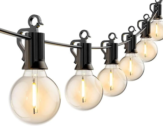 Brightown Outdoor String Lights - Globe Patio Lights 30 Ft with 15 G40 Shatterproof Bulbs, Waterproof Connectable Commercial Outdoor Lights for Backyard, Bistro, Porch, Cafe, Deck-VerdiqueGarden