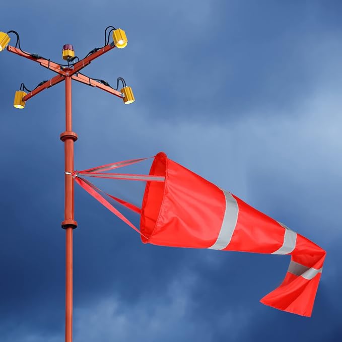 2 Pcs Airport Windsocks Measurement Sock Bag with Reflective Belt Oxford Fabric Ripstop Wind Sock Wind Direction Indicator Windsocks Outdoor Aviation Flag for Airport Farm, 31.5 Inch, 39 Inch(Red)-VerdiqueGarden