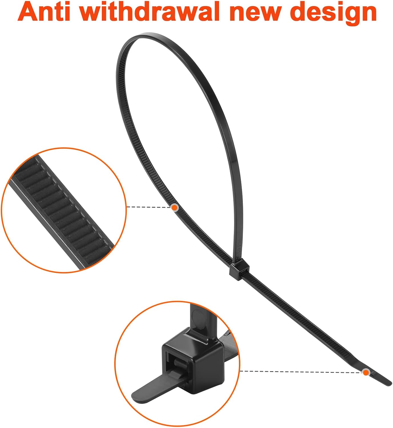 18 Inch Anti Withdrawal Zip Ties 100 LBS Tensile Strength Heavy Duty Cable Wire Ties With Self-Locking Adjustable More Durable Nylon Tie Wraps for Indoor Outdoor（100 Pack）-VerdiqueGarden