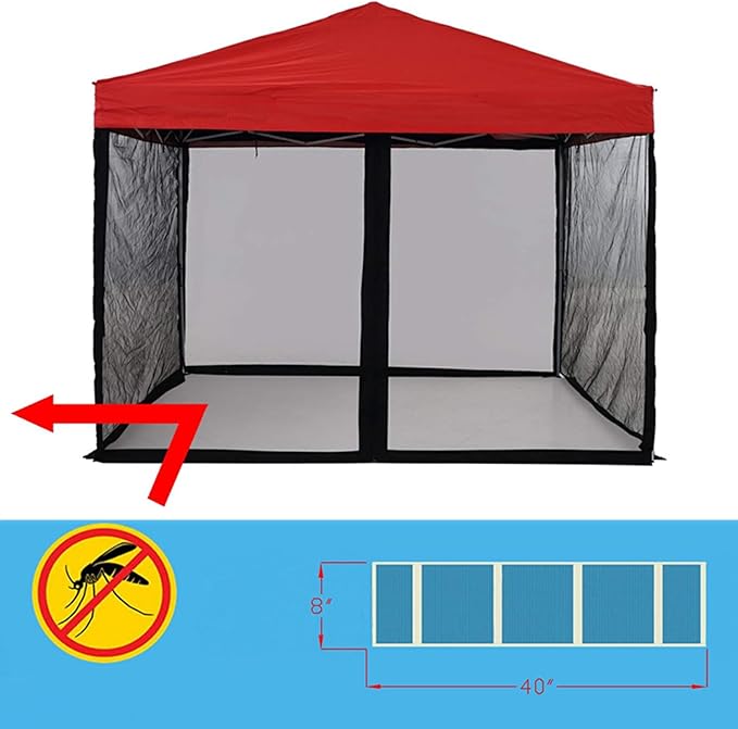 10x10 Mosquito Net with Zipper for Patio Camping Gazebo and Canopy Tent, Outdoor Gazebo Replacement Mosquito Netting Tent Screen Wall, Ultra Fine Mesh(Only Net No Frame)-VerdiqueGarden