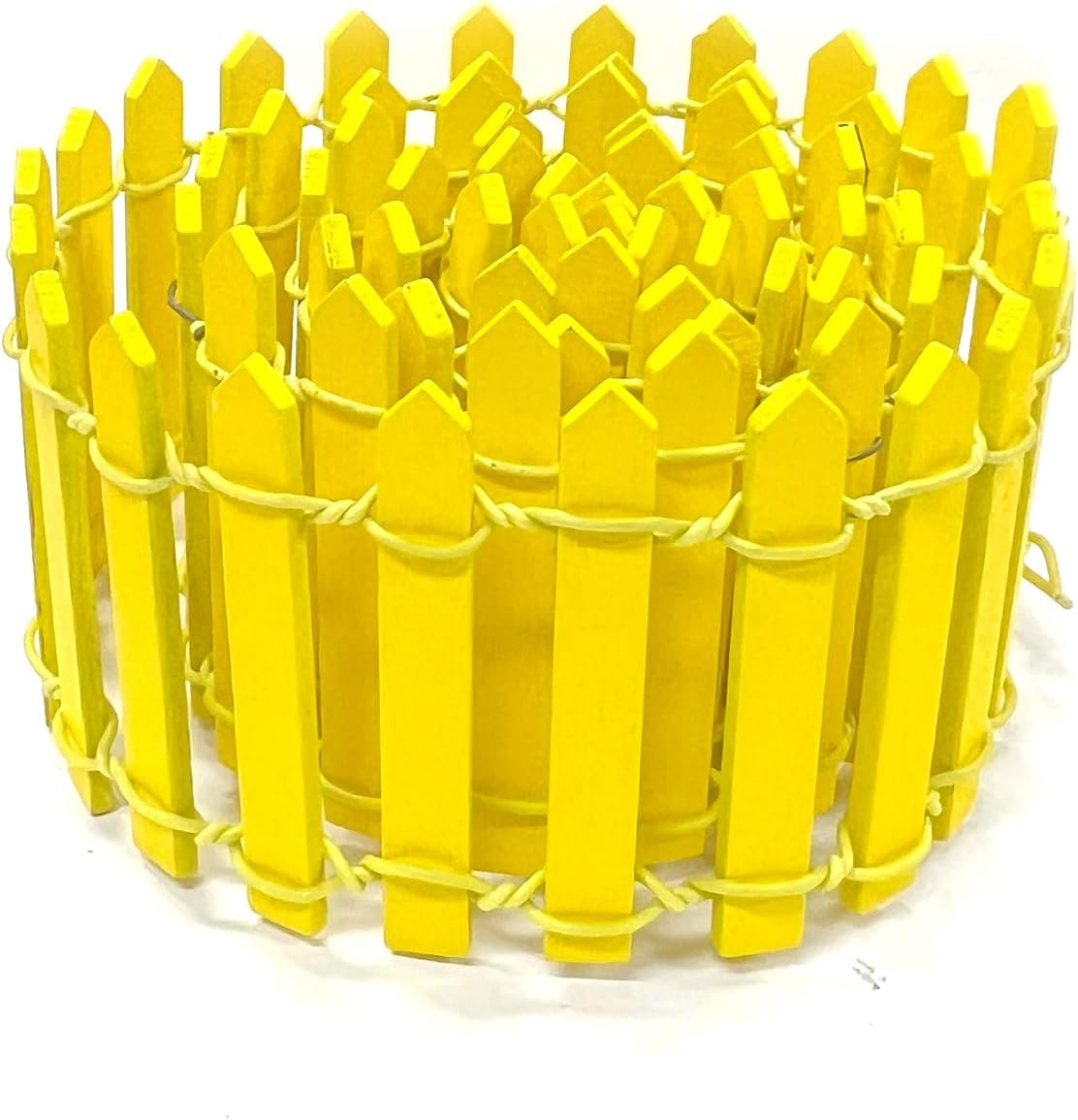 35 Inches Mini Fairy Garden Fence DIY Small Wood Decorative Picket Fence Micro Landscape Miniature Ornaments for Dollhouse, Crafts, Diorama Project, Plant Pot, Yellow-VerdiqueGarden