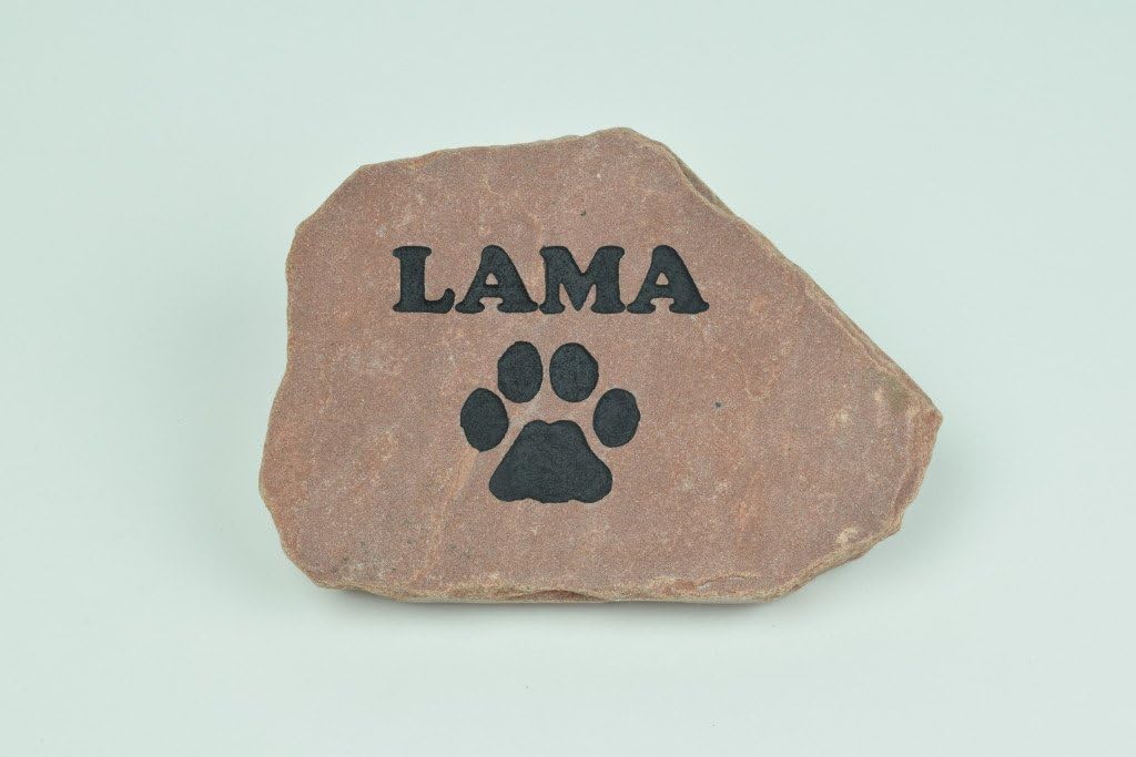 Personalized Red Pet Memorial Stone Headstone Grave Marker Dog or Cat with Paw Print and Engraved with Name of Your Pet-VerdiqueGarden