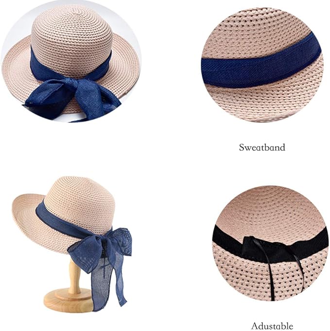 Cyiecw Women Floppy Sun Hats Fashionable Summer Wide Brim Cap BeachStraw Hat UV UPF50 Travel Packable Cotton-VerdiqueGarden