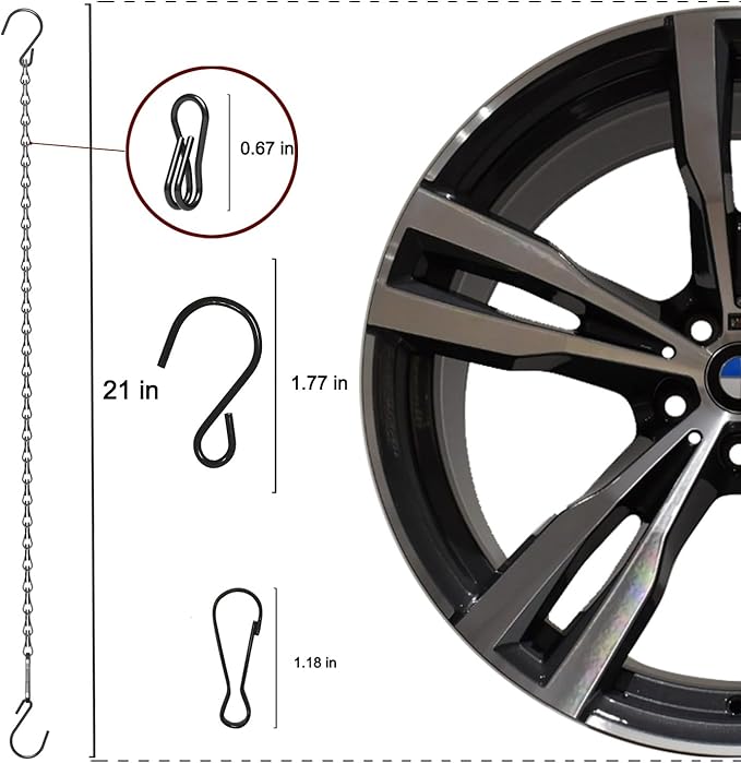 10 Pack 21 Inch Black Hanging Chains with hooks, Grow Lights Chain adjusable, Hanging chains for bird feeders, Plant hanger indoor, Hanging Planter, Christmas wreath, Pendant light, Wind Chime-VerdiqueGarden