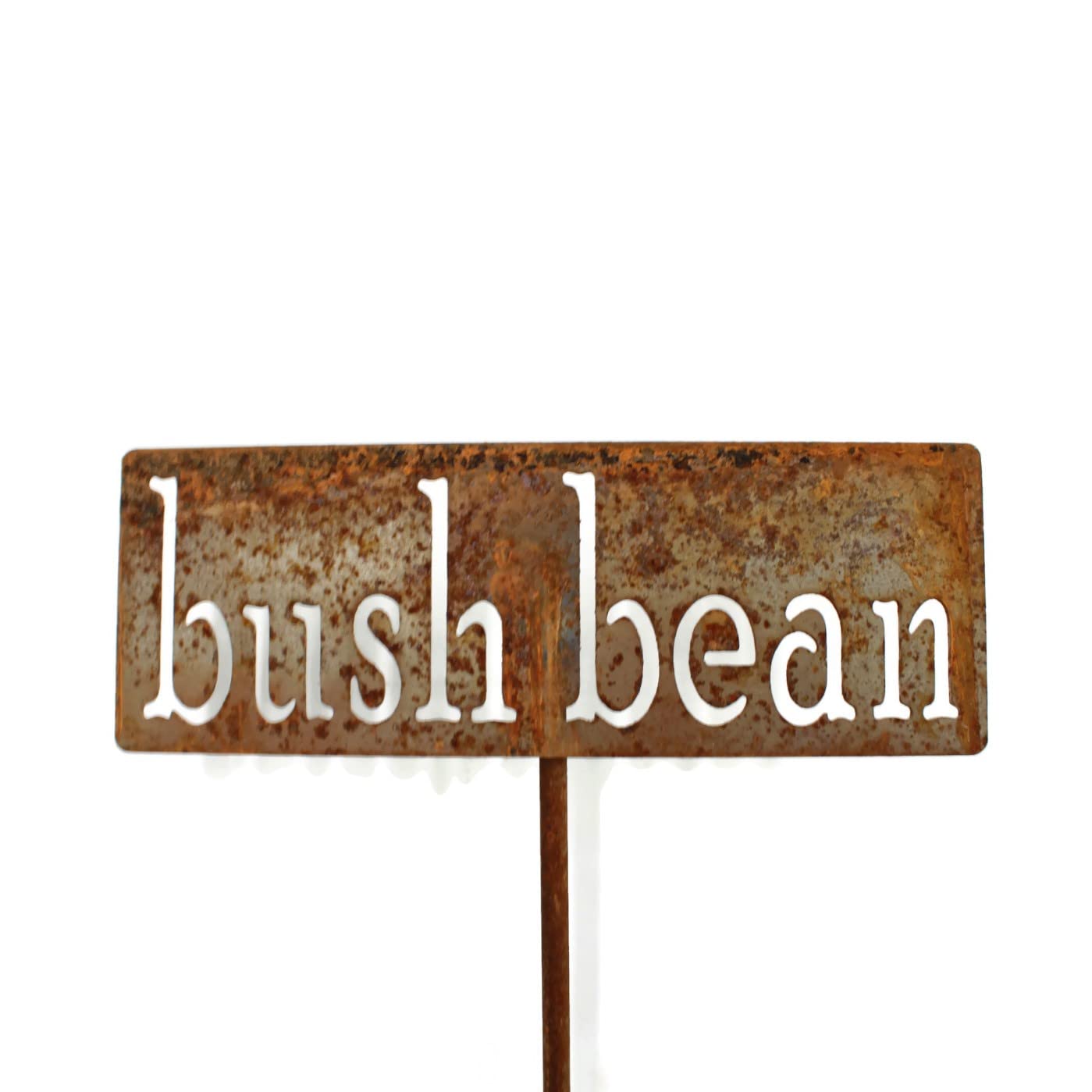 Classic Metal Garden Markers 19 Inches Tall (bush beans, Naturally Rusted)-VerdiqueGarden