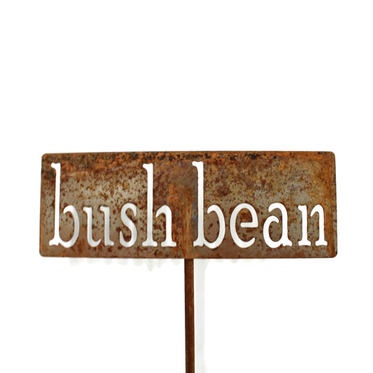 Classic Metal Garden Markers 19 Inches Tall (bush beans, Naturally Rusted)-VerdiqueGarden