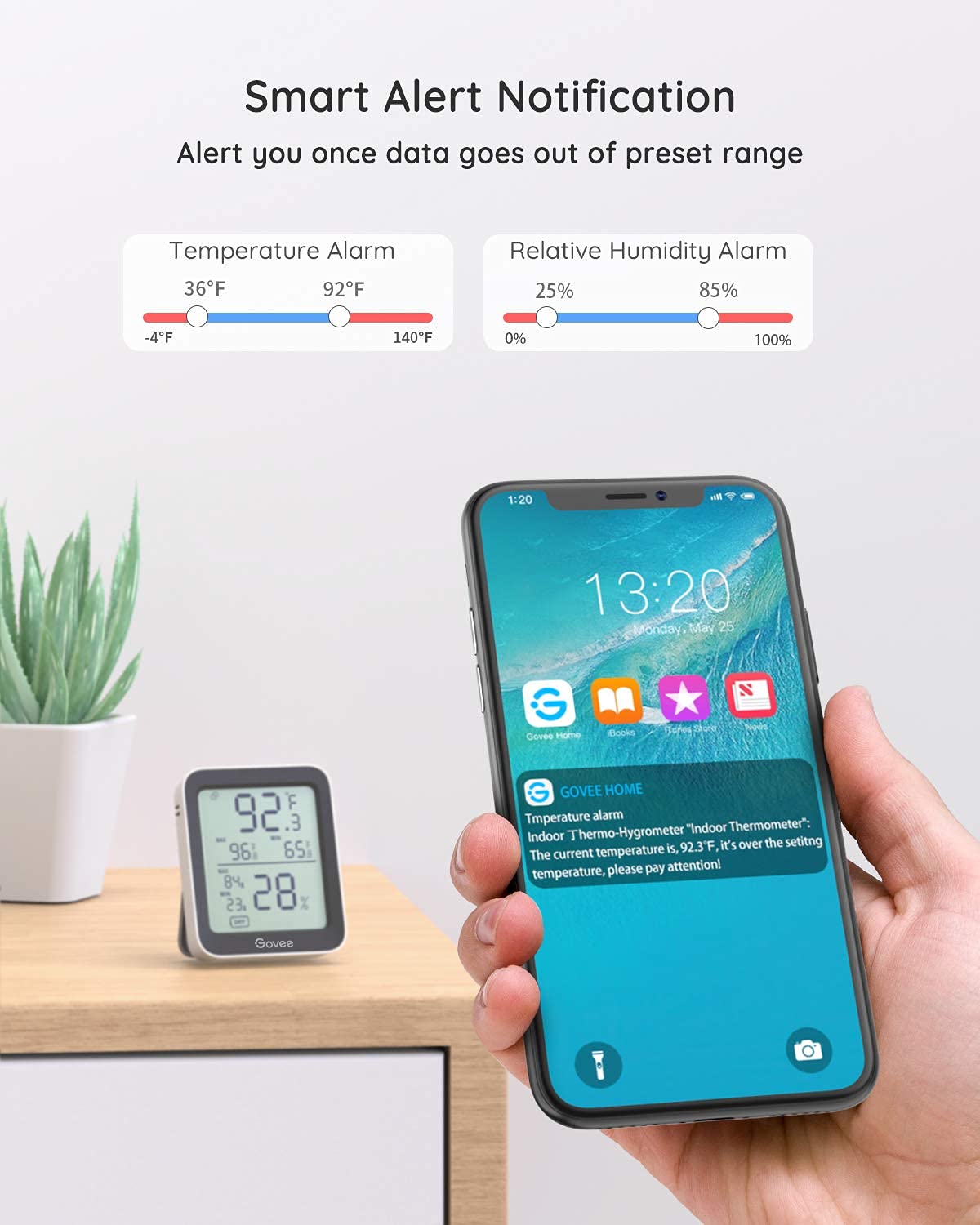 Govee Bluetooth Hygrometer Thermometer, Large LCD, Max/Min Records, 2-Year Data Storage - Black, 2 Pack-VerdiqueGarden