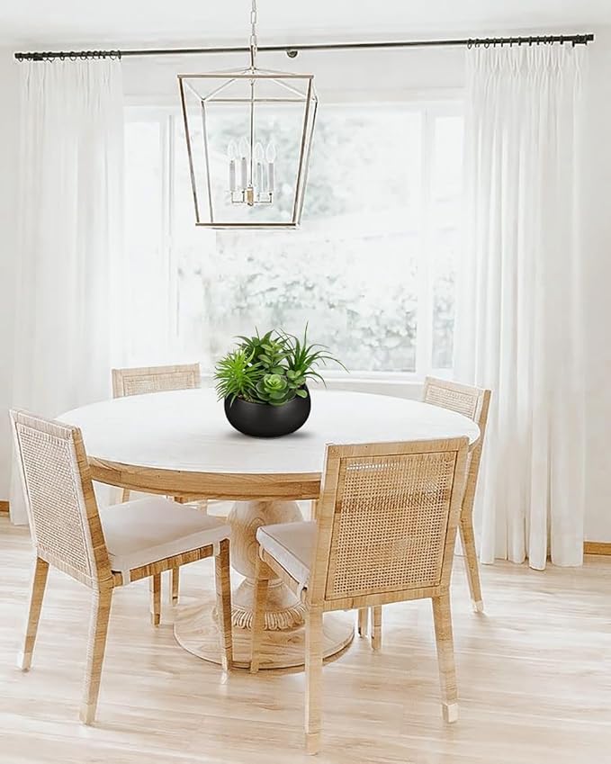 Fake Plants Artificial Succulents in Pots Faux Succulent Arrangement Potted Plant in Black Ceramic Planter Bowl for Home Decor Office Desk Bathroom Shelf Living Room Indoor Decorations-VerdiqueGarden