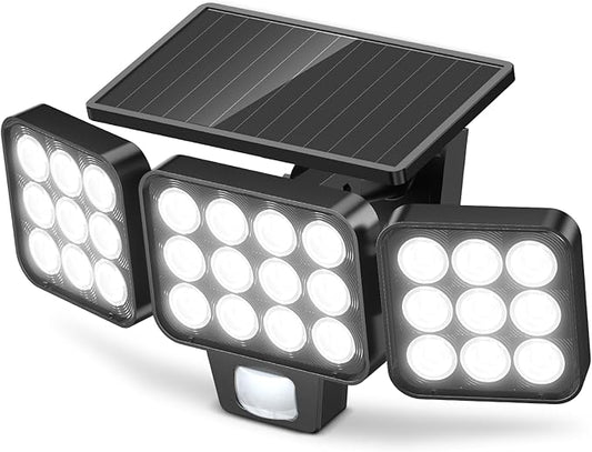 WdtPro Solar Lights Outdoor Waterproof 1 Pack, 3500LM Super Bright Motion Sensor Solar Powered LED Flood Lights, Upgrade Glass Panel, Solar Security Light Spotlights for Outside Yard-VerdiqueGarden