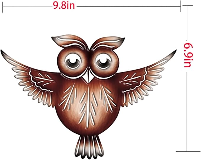 EiGreen Metal Owl Wall Art Decor, Metal Colorful Birds 3D Outdoor Wall decoration,Hanging Ornaments Hand-made cute owl Wall Art Fence Decorations for Living Room Patio Balcony (owl)-VerdiqueGarden