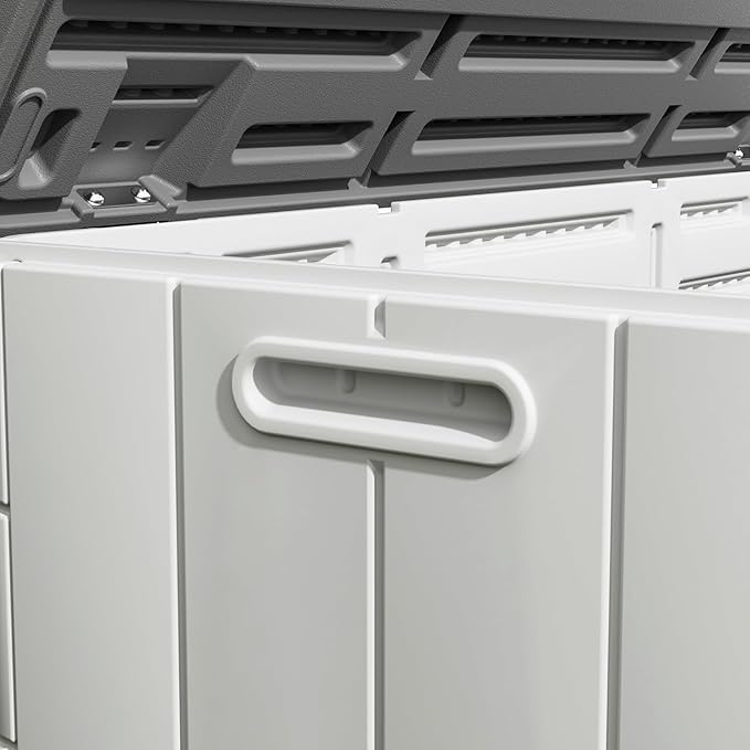 100GAL White Resin Deck Box with Wheels – Lockable, Waterproof, SGS-Tested UV Resistance, Spacious Outdoor Storage for Patio Cushions & Pool Gear, Easy Assembly-VerdiqueGarden