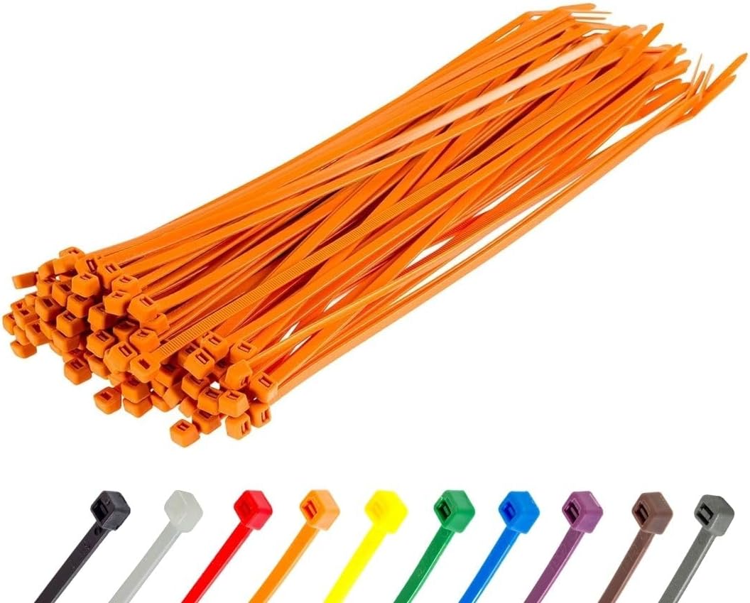 GTSE 12 Inch Orange Zip Ties, 100 Pack, 50lb Strength, UV Resistant Long Nylon Cable Ties, Self-Locking 12" Tie Wraps-VerdiqueGarden
