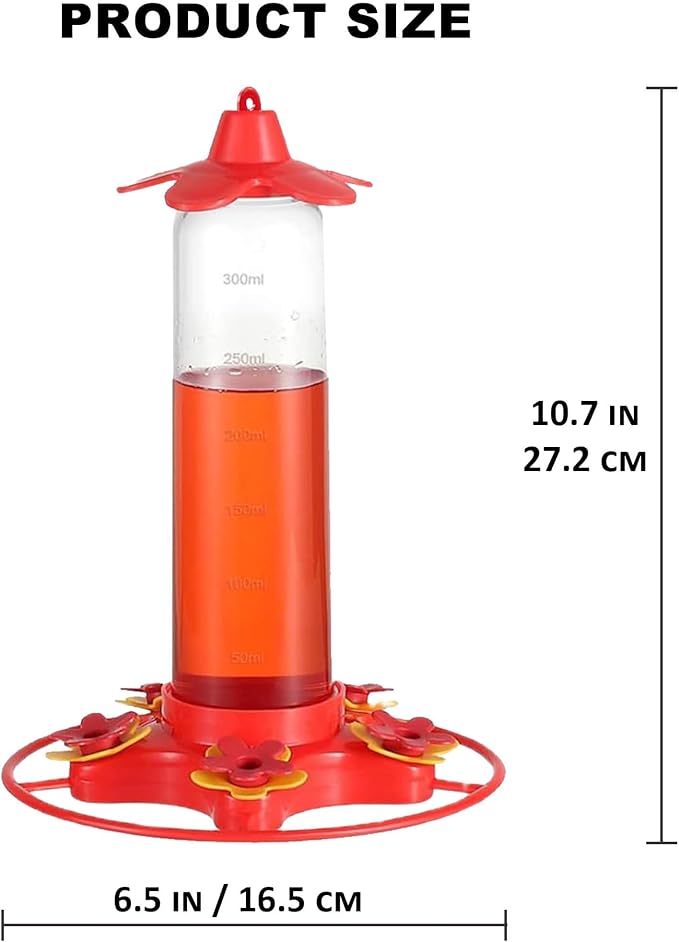 Hummingbird Feeders for Outdoors Hanging - 5 Feeding Ports 320 ml Plastic Hummingbird Feeder, Bee-Proof Leak-Proof No Drip, Easy to Clean with Cleaning Brush-VerdiqueGarden