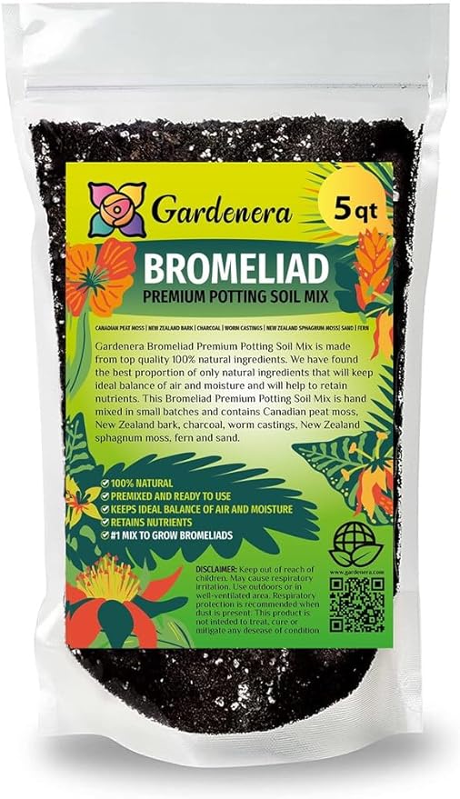 Premium Bromeliad Potting Soil by Gardenera - Unlock The Full Potential of Your Bromeliads - 5 QUARTS-VerdiqueGarden