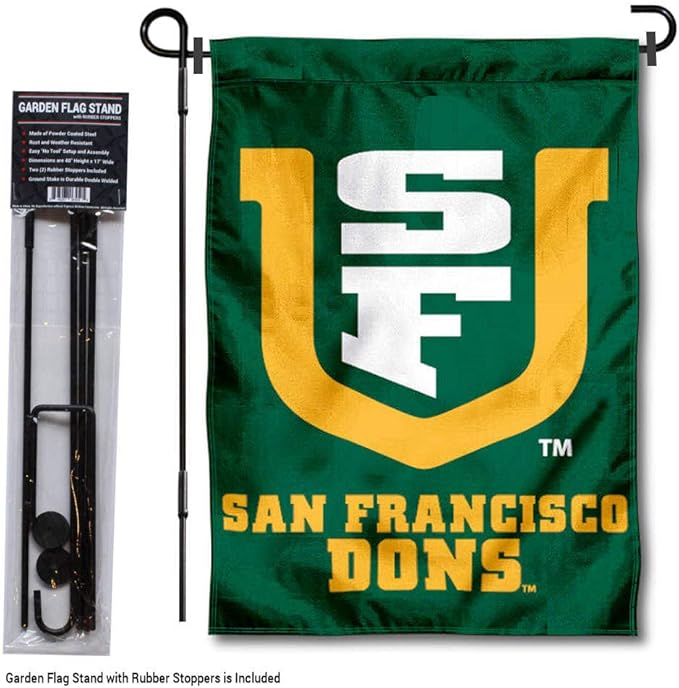 College Flags & Banners Co. San Francisco Dons Garden Flag with Stand Holder-VerdiqueGarden