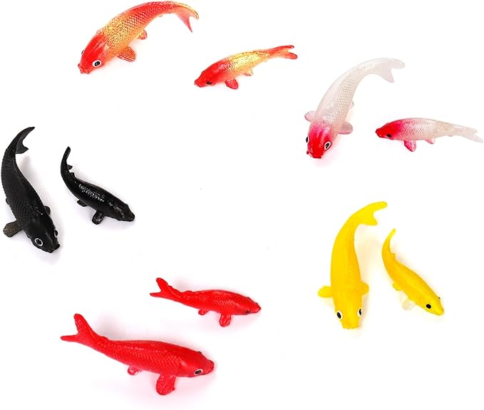 ZENFUN 50 Packs Mini Koi Fish, Cute Miniature Fish Fake Mini Fish Set, Plastic Small Koi Fish, Tiny Fish Model Bulk for Ornament Supplies, Cake Decoration, Fish Tank DIY, Fairy Garden Supplies-VerdiqueGarden