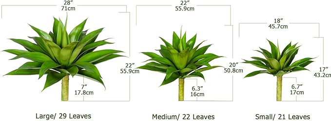Fake Plants Artificial Agave Plants Indoor, UV Resistant Fake Agave Planters Outdoor Decorating.Artificial Plants for Outdoors Decor(1Pack,22') Spring Decorations for Home-VerdiqueGarden