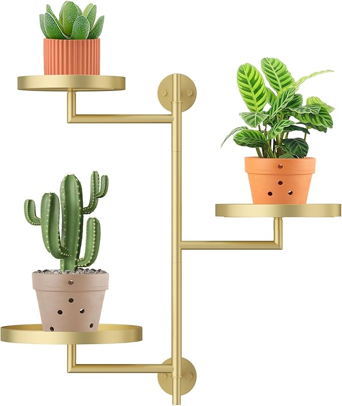 Rotating Window Plant Shelves, 3-Tier Metal Plant Shelf Indoor, Gold Plant Stand, Plant Rack for Wall Planters for Plants Window Sill Gifts for Plant Lovers-VerdiqueGarden