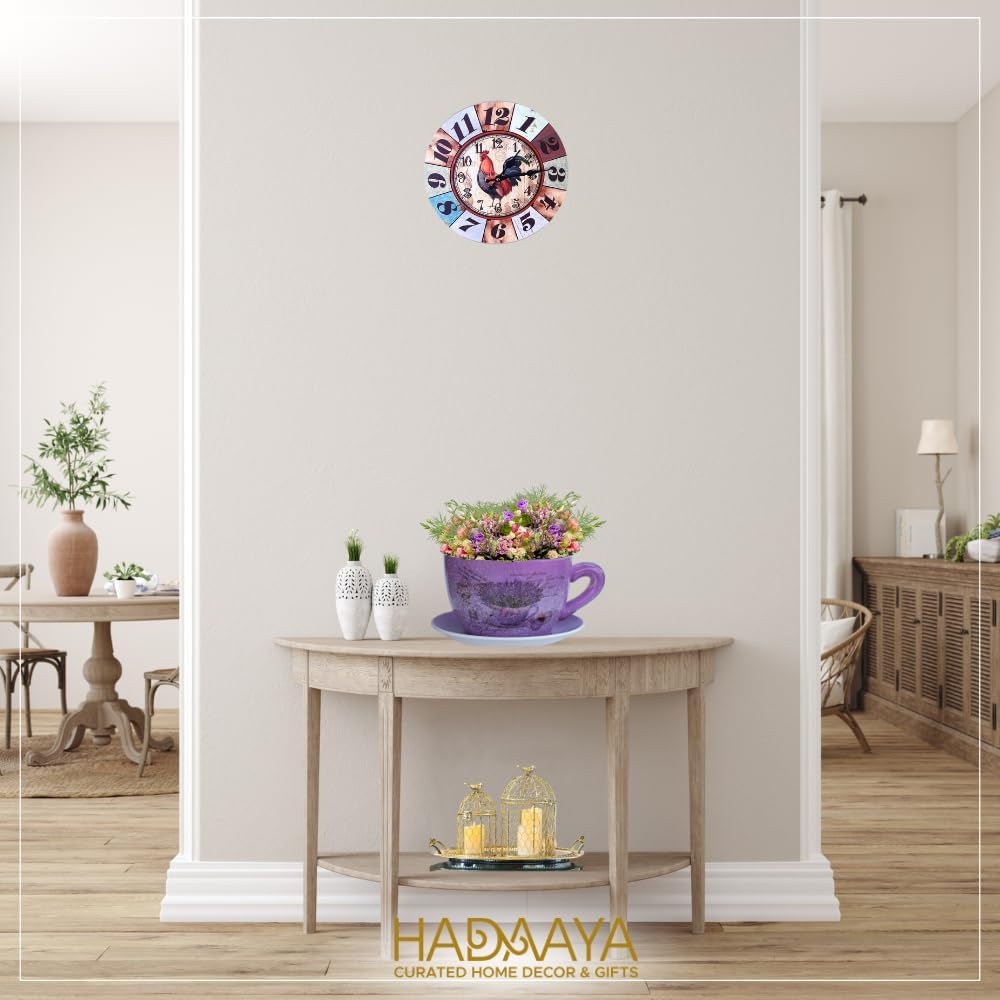 7.5” Round Ceramic Teacup Planter with Saucer – Purple Lavender Basket Design Pot for Succulents, Orchid, Herbs & Indoor/Outdoor Flowers for Birthday & Any Other Occasion-VerdiqueGarden