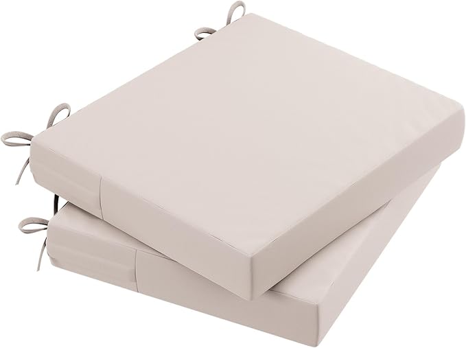 AAAAAcessories Outdoor Seat Cushions for Chairs, Waterproof, Fade-Resistant Patio Furniture Replacement Cushions, 18.5" x 16" x 3", Set of 2, Khaki Beige-VerdiqueGarden