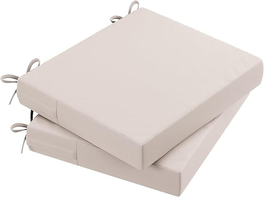 AAAAAcessories Outdoor Seat Cushions for Chairs, Waterproof, Fade-Resistant Patio Furniture Replacement Cushions, 18.5" x 16" x 3", Set of 2, Khaki Beige-VerdiqueGarden