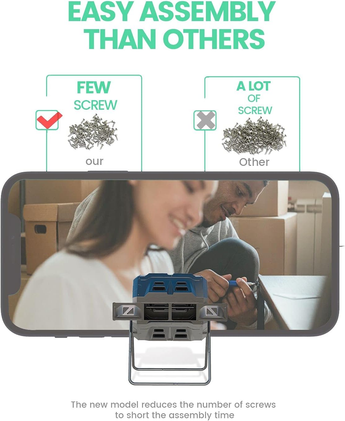 2021 Upgraded Tumbling Composter with Compost Thermometer - Dual Chamber Garden Compost Bin(43 Gal, Green)-VerdiqueGarden
