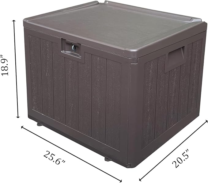 Premium Pro Edition 35 Gallon Lockable Resin Deck Box, Waterproof & UV-Resistant Outdoor Storage Box for Outdoor Storage, Garden Tools & Pool Accessories Storage, Brown-VerdiqueGarden