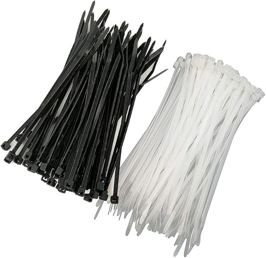 HS Narrow Zip Ties 4 Inch (600 Pack) Cable Ties in Black and White 18 Lbs Self-Locking Wire Ties Assortment for Electronics Cord Management