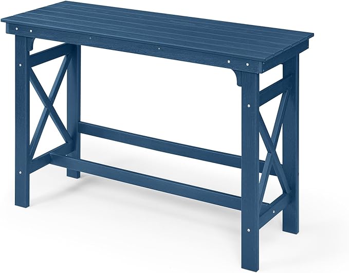 HDPE Outdoor Bar Table, 41" Rectangular Patio Bar Tables, Outdoor Counter Height Table Adirondack Patio Bar Height Table, HDPE Outside Pub Tables for Outside, Balcony, Deck, Poolside, Navy-VerdiqueGarden