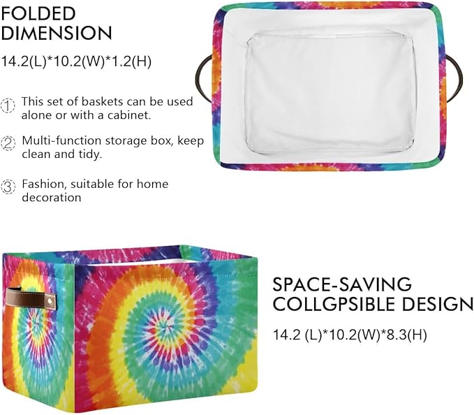Tie-Dye Rectangular Storage Basket Organizer Bin Shelf Baskets For Clothes Gifts For Home Office Dorm-VerdiqueGarden