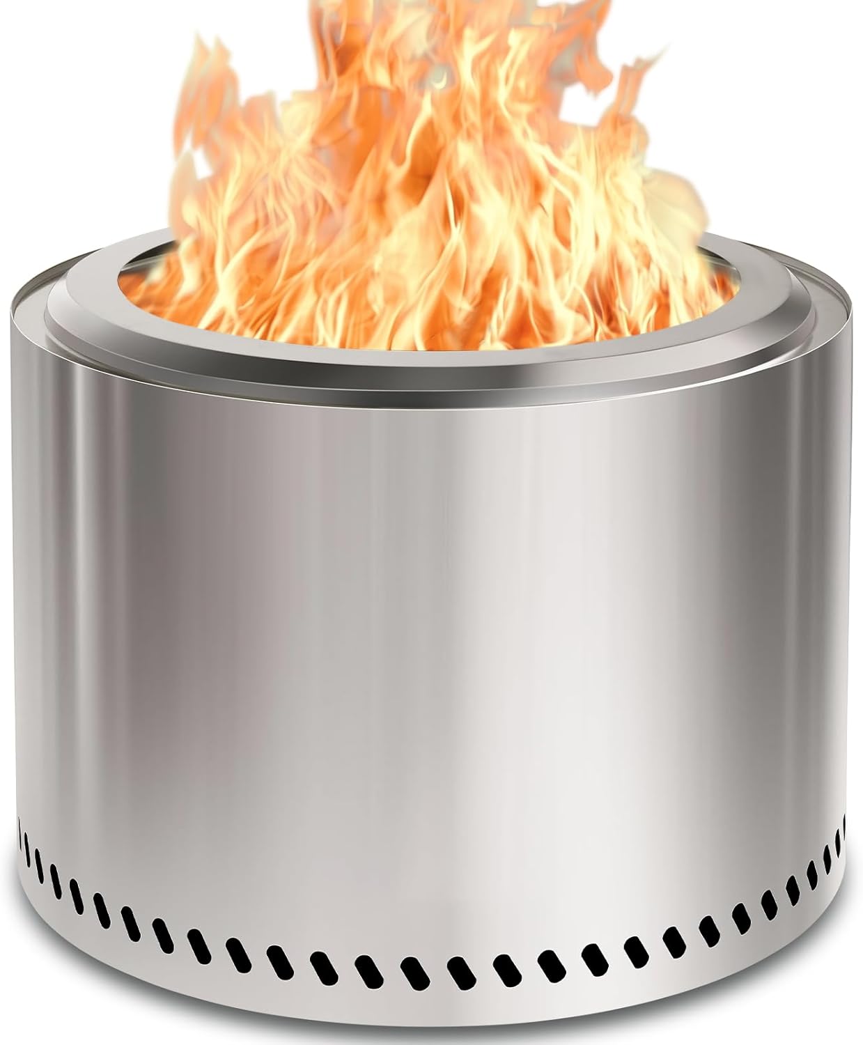 HGD 19.5" Smokeless Fire Pit Outdoor, Stainless Steel Wood Burning Firepit with Secondary Combustion, Backyard Patio Stove for Garden, BBQ & Bonfire-VerdiqueGarden