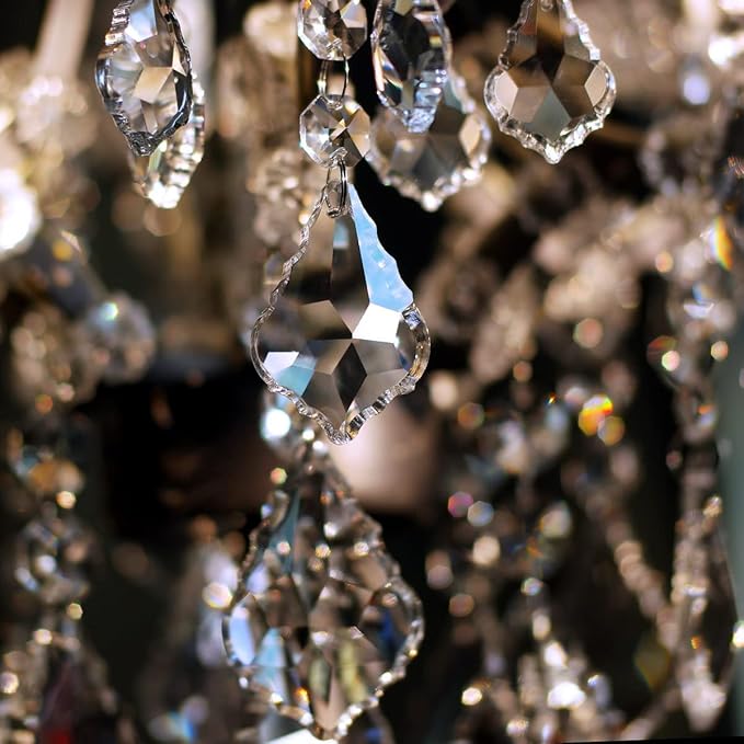 20pcs Crystal Chandelier Maple Leaf Prism Pendant Parts, 50mm Hanging Crystals Beads for Chandelier Wedding Decoration Clear-VerdiqueGarden