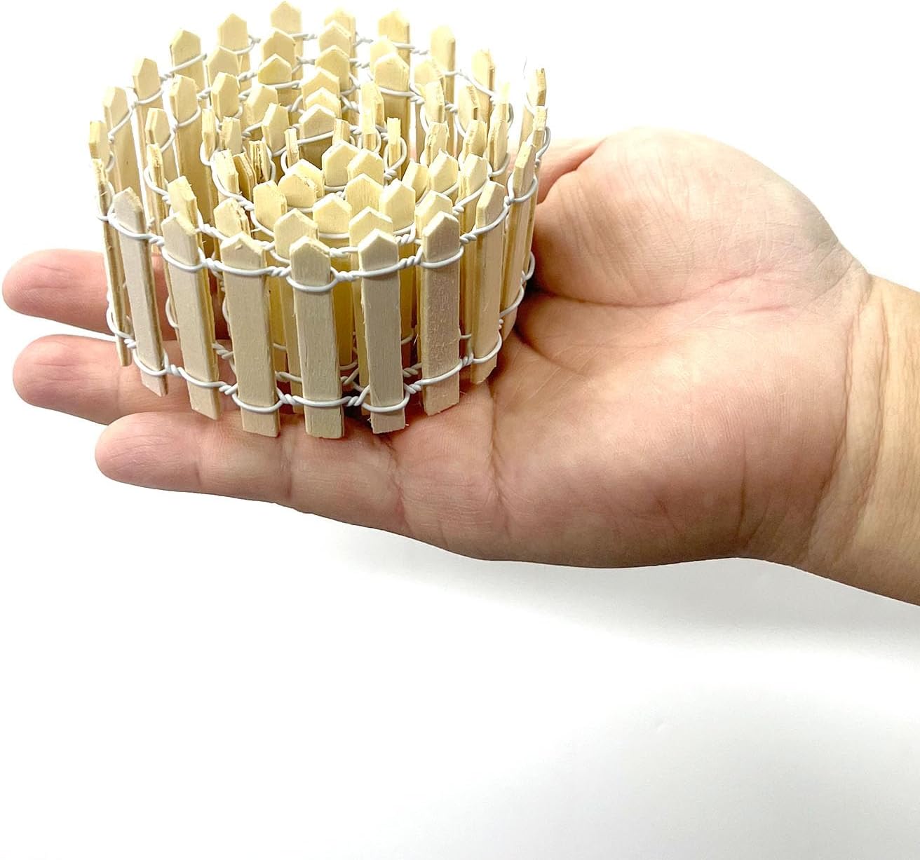 35 Inches Mini Fairy Garden Fence DIY Small Wood Decorative Picket Fence Micro Landscape Miniature Ornaments for Dollhouse, Crafts, Diorama Project, Plant Pot, Nature Wood-VerdiqueGarden