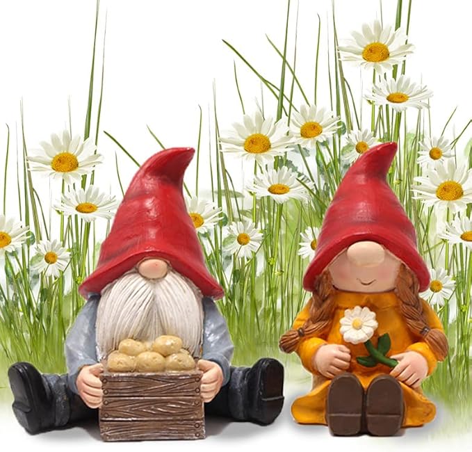 2 PCS Funny Garden Gnome Statues, Creative Resin Dwarf Sculptures, Outdoor Yard Decor, Gnomes Tree Faces for Lawn, Patio, Porch, Miniature Fairy Garden Accessories, Novelty Gift for Indoor/Outdoor Use-VerdiqueGarden