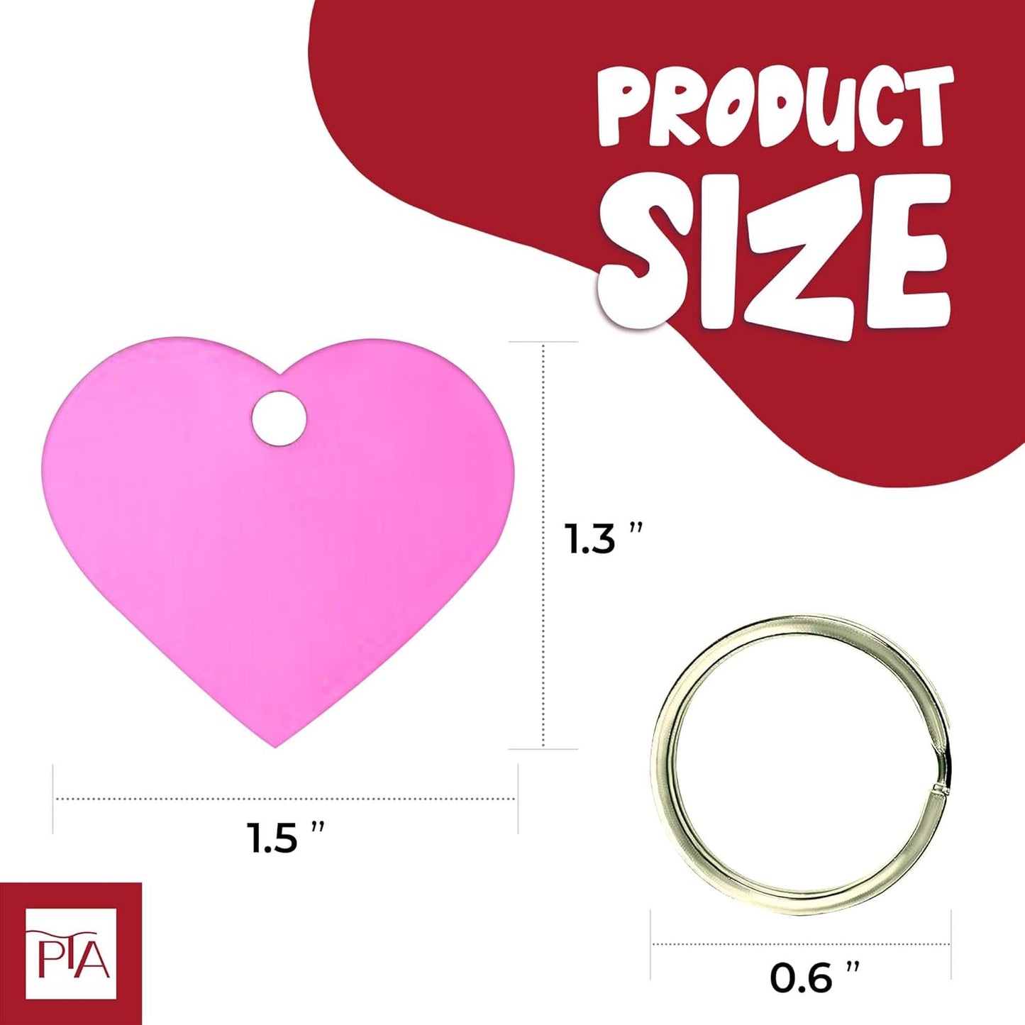 [Press TX Art] 40 Pcs Round(Circle), Bone, Rectangle, Heart Anodized Aluminum Stamping Blanks Tags 10 Mixed Colors Metal Engraving ID Name Tags with Rings (Hearts in 10 Colors)-VerdiqueGarden