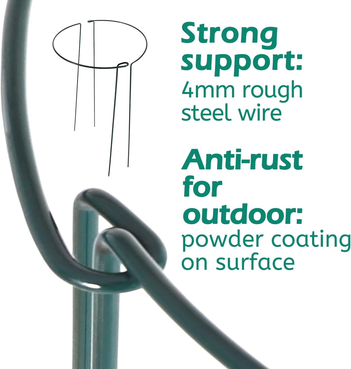 24 Pack Plant Support Stake, Half Round Metal Garden Plant Stake, Green Plant Support Ring, Border Support with Plant Lables & Plant Clips for Outdoor Indoor Plants, Vegetable, Flowers-VerdiqueGarden