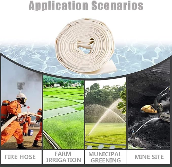 1" 30M-98FT Lay-Flat Hose Water Pool Cleaning Belt Discharge Pump Hose With Aluminum Clamps Fittings Fire Hose Length Connection Pump Hose for House,Garden,Irrigation, Water pumping hose Firehose-VerdiqueGarden