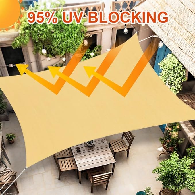 Amagenix Outdoor Sun Shade Canopy, 13X20 FT Sand UV-Blocking Awning for Patio, Garden & Backyard - Custom Size-VerdiqueGarden