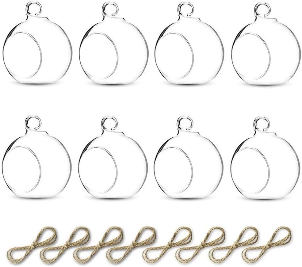 Sziqiqi 3.15inch Glass Globes Glass Bulbs Hanging Tea Light Holder Glass Terrarium Container Wedding Centerpiece Backyard Decoration Christmas Ornaments 6pcs+2 Extra-VerdiqueGarden