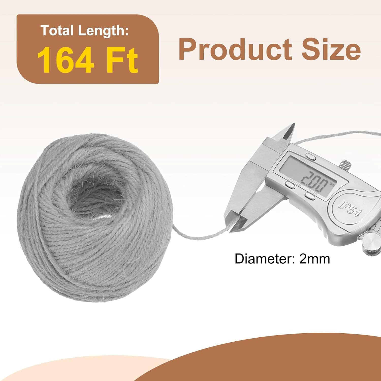 uxcell 164 Feet Natural Jute Twine String,2mm Thin Garden Twine Rope Colored Plant String Cord for DIY Art Crafts Gift Wrapping Decoration Packing Gardening Plant Hanger,Grey-VerdiqueGarden