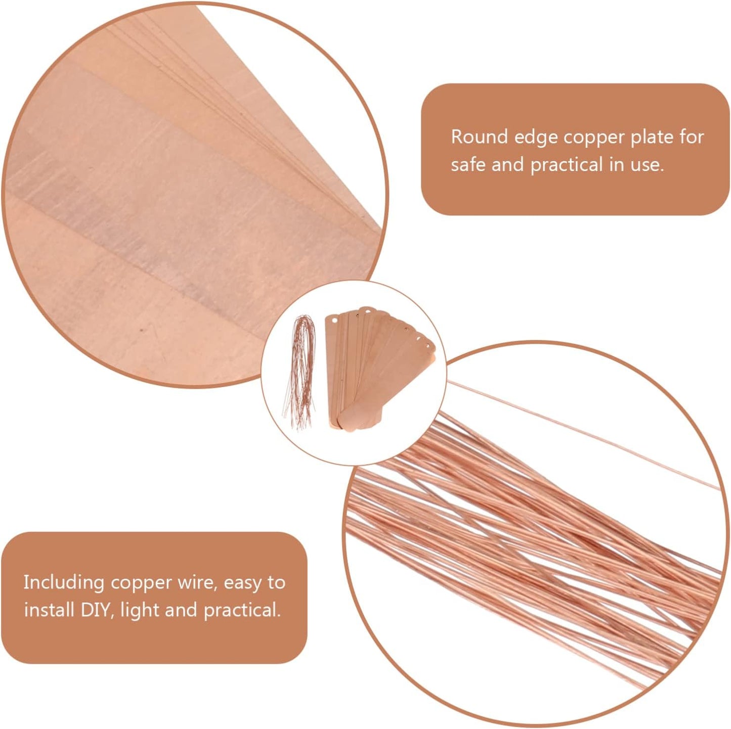 KESYOO Copper Plant Tags Reusable Garden Labels Hanging Metal Plant Tag with Wires for Flower Bed Balcony Pots Planters - 4.72 X 0.78 Inches-VerdiqueGarden