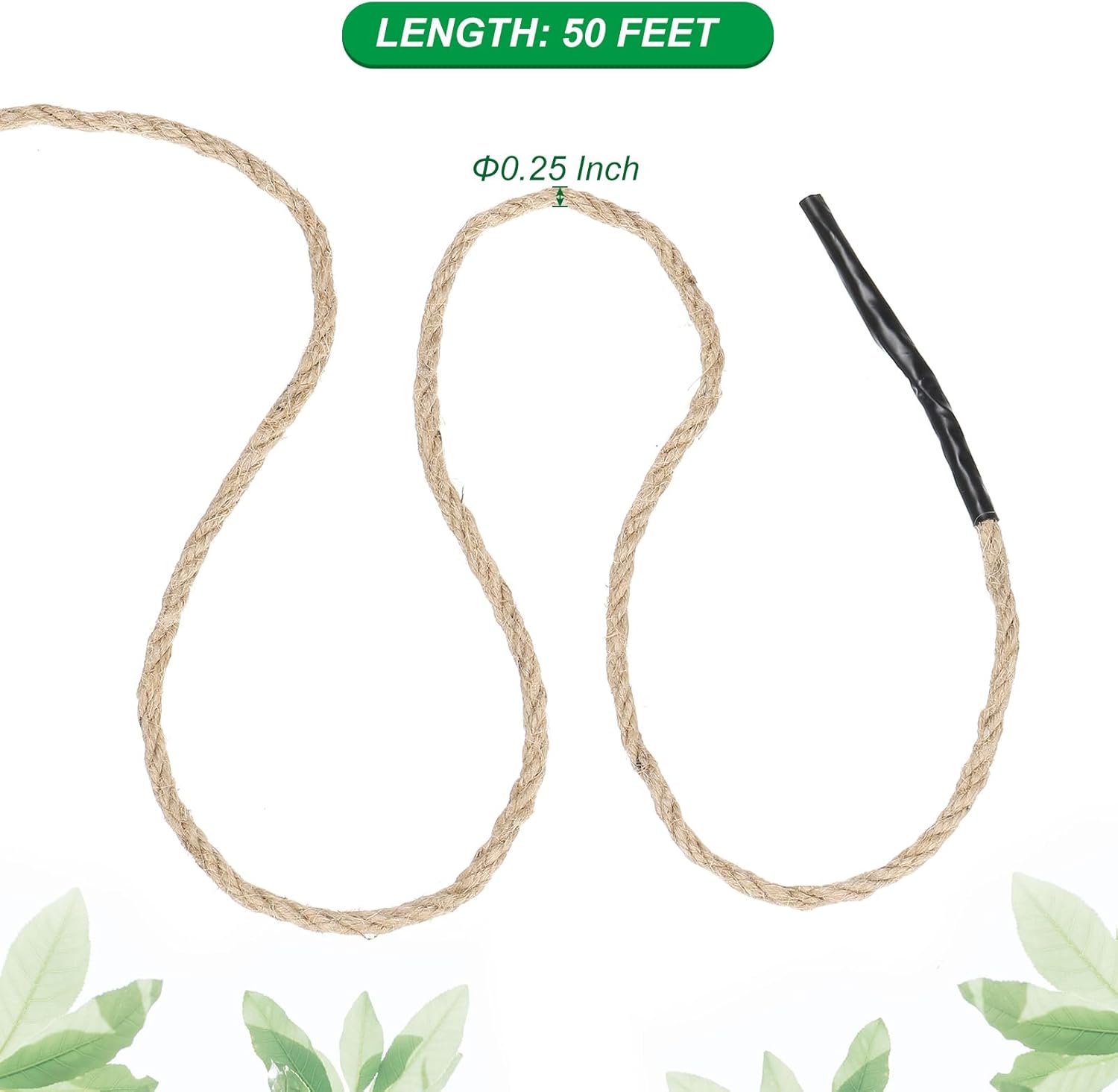 PATIKIL 1/4" x 50 Ft Twisted Manila Jute Rope Natural Thick Twine for Docks, Railings, Bundling, Craft, Tug of War, Decorating-VerdiqueGarden