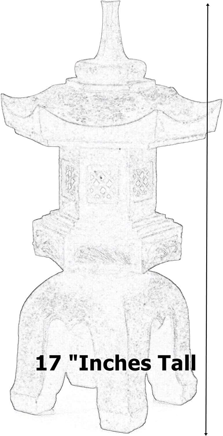 Bellaa 24429 Pagoda Stupa Zen Garden Decor Lawn Ornament Nara Japanese Style Asian Temple Lighthouse Oriental Lantern Toro Outdoor Statue 17 inch-VerdiqueGarden