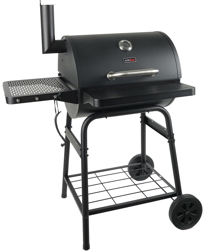 Grill Boss 23 Inch Charcoal Barrel Grill with Adjustable Grate, Large Cooking Area, Black-VerdiqueGarden