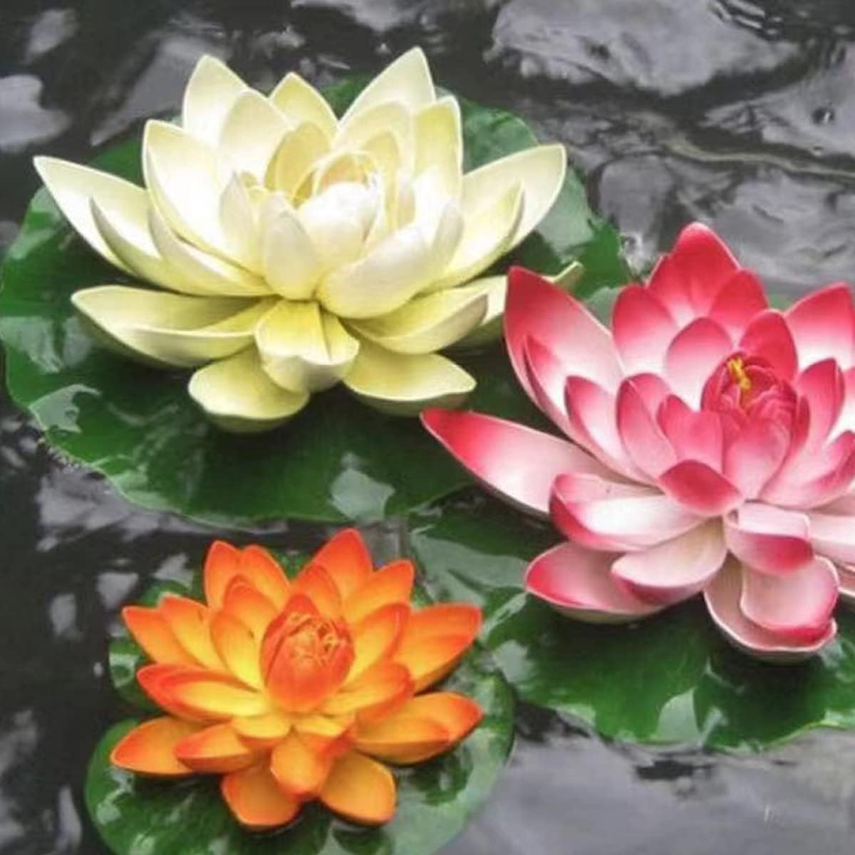 FZBNSRKO Artificial Lotus,4PCS 7.1" Inch Floating Foam Lotus Flowers for Pool,Realistic Water Lily Pads for Home Outdoor Patio Pond Wedding Party Decorations,Water Pink-VerdiqueGarden