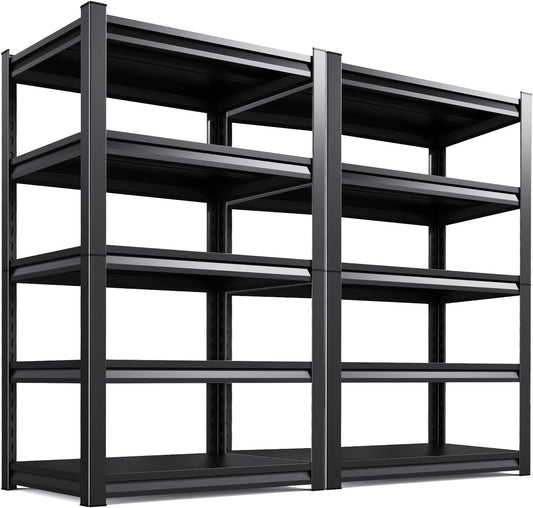 93''HStorage Shelves,5 Tier Garage Shelving 3500LBS Heavy Duty,Metal Shelves Adjustable Industrial Shelving Units,Rustproof Shelf Rack 93''H*45.7''W*19.7''D,2 Pack-VerdiqueGarden