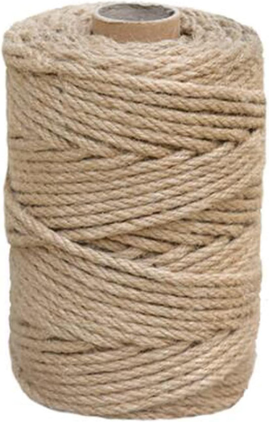 1/5 in (5 mm) X 100 Ft (30 Meters) Jute Twine Rope String for Home Decorating, Cat Scratcher Post Tree, DIY Arts Crafts, Garden, Binding, Packing Material-VerdiqueGarden